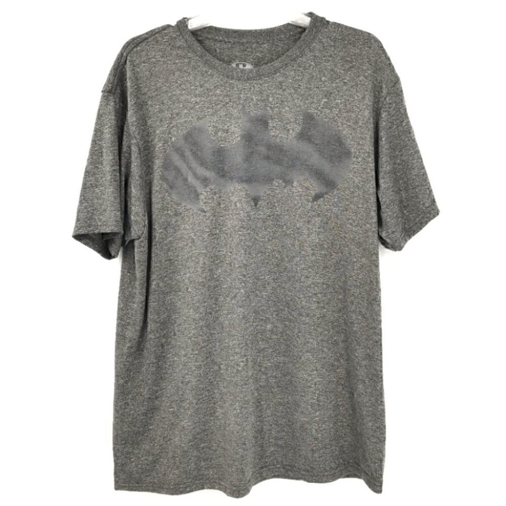 Batman Men's XL Heathered Flexible Gray Tee Shirt